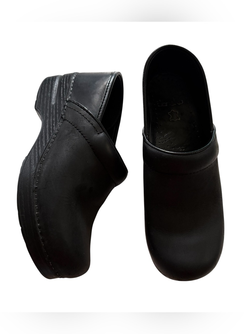 Dansko Womens Black Oiled Leather Clogs Matt Finish Size 38 EU US 7.5 - 8